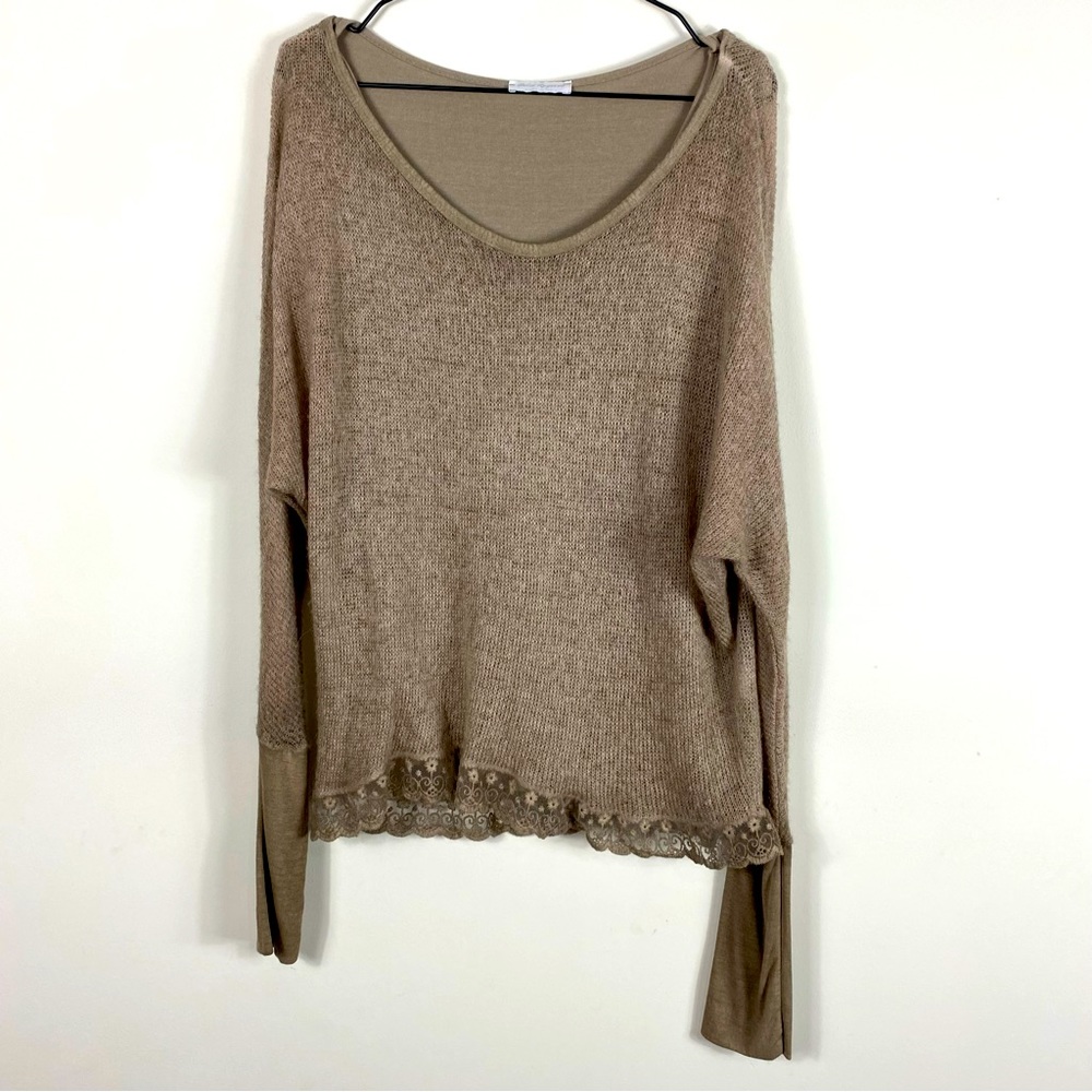 Dolce Ragazza Fine Knit Scoop Neck Sweater with Attached Tank